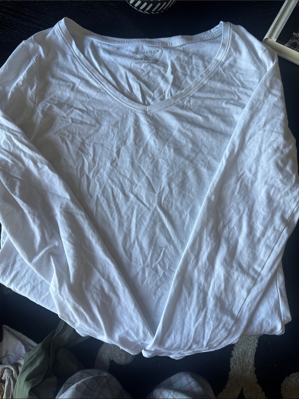 Primark White Long Sleeve V-Neck Top - Women's